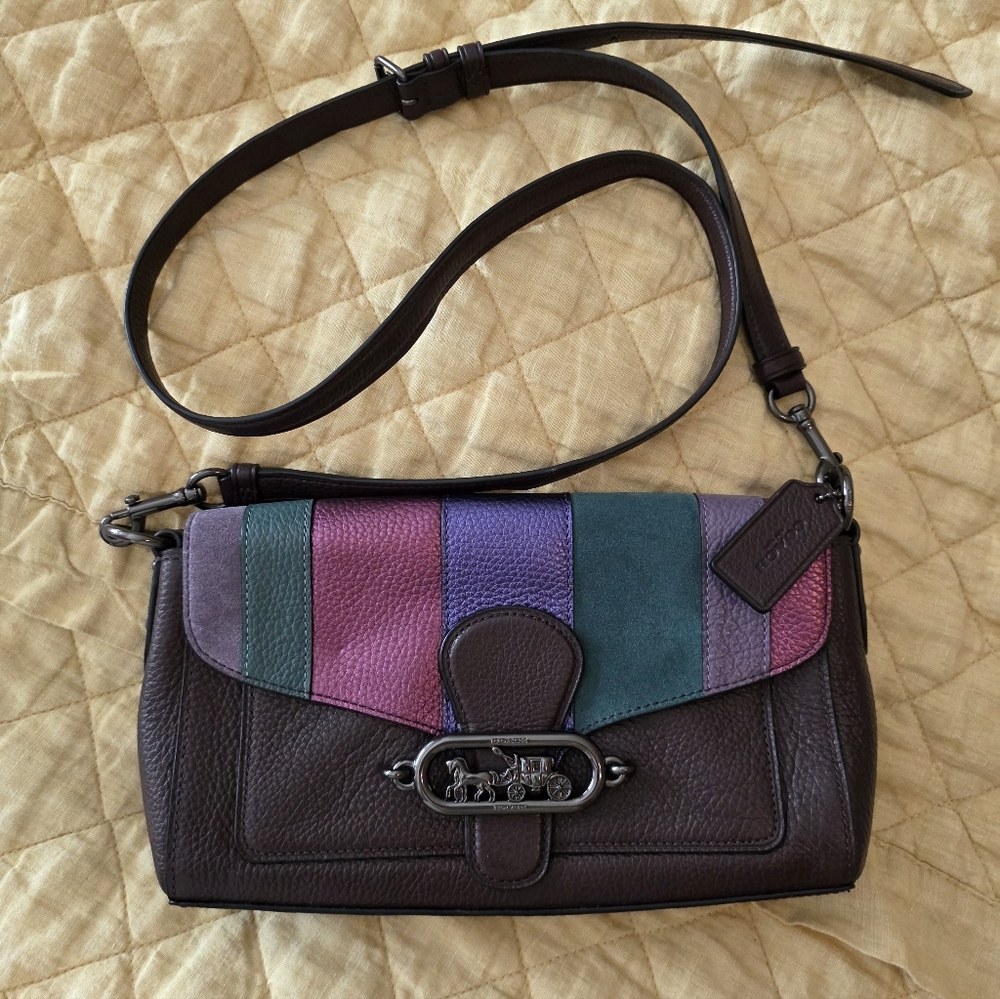Coach Jade Shoulder Bag Oxblood Multicolor 💜🩷💚